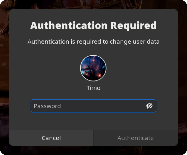 GNOME asking for authorization